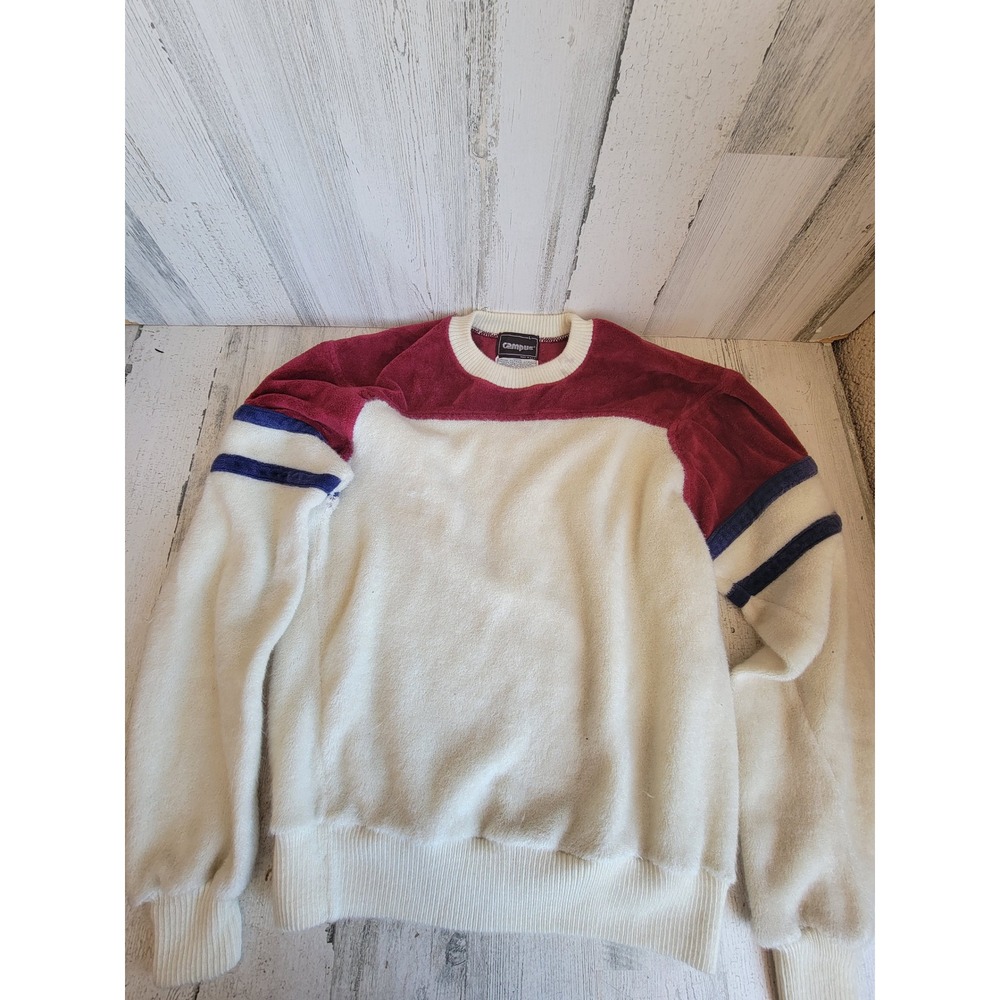 Campus large red white striped long sleeve crew neck sweater school